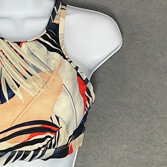 Athleta Bikini Top Tropical Print Criss Cross‎ Back Activewear Bra Cup 32D - Picture 4 of 12
